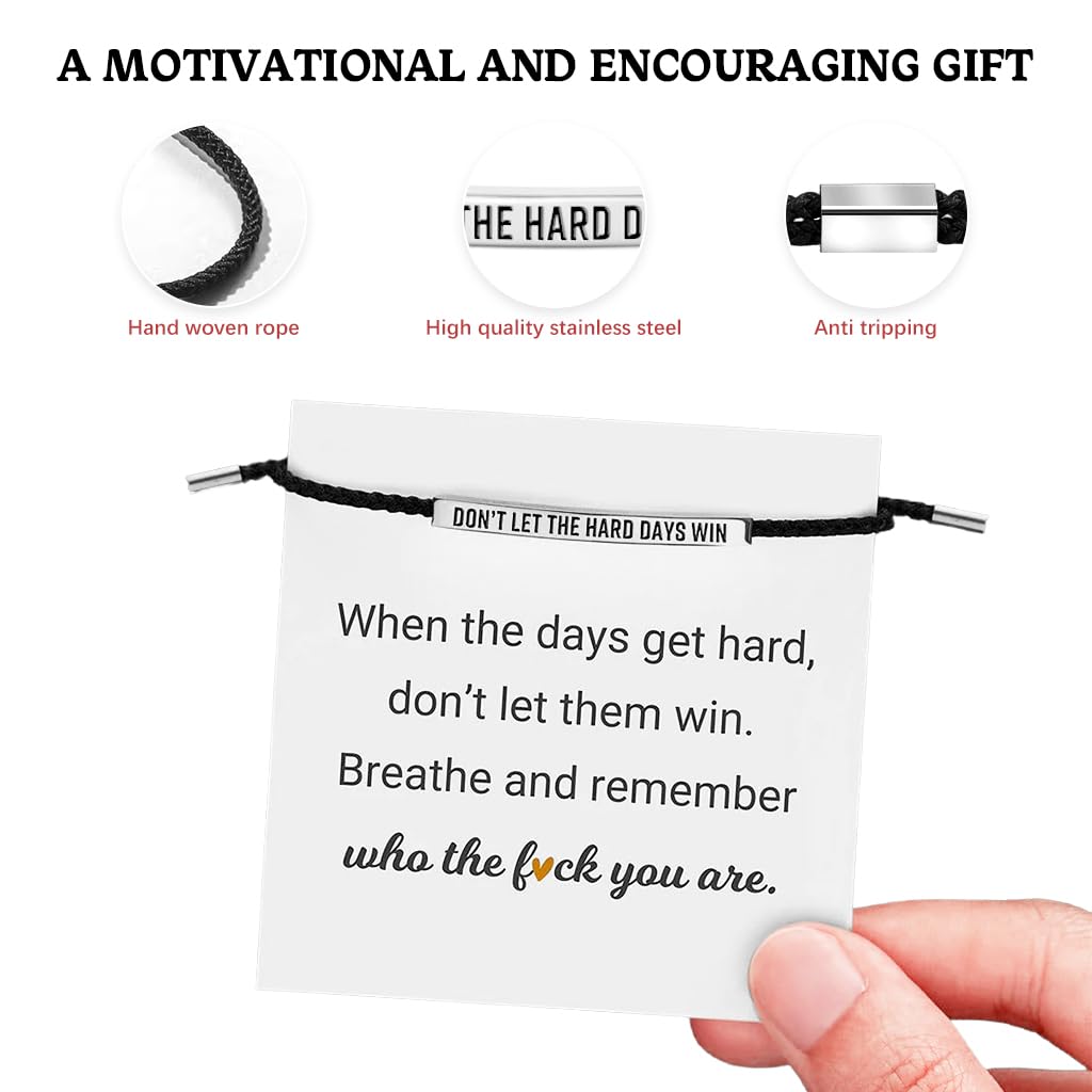 SANNIDHI Motivation Bracelet for Men Women 'Don't Let the Hard Days Win' Inspirational Bracelet with Gift Card Adjustable Fashion Bracelet Gift for Men Women SANNIDHI Motivation Bracelet for Men Women 'Don't Let the Hard Days Win' Inspirational Bracelet with Gift Card Adjustable Fashion Bracelet Gift for Men Women